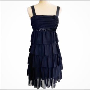 Vintage 1990s Little Black Dress with Tiered Ruffles & S…
